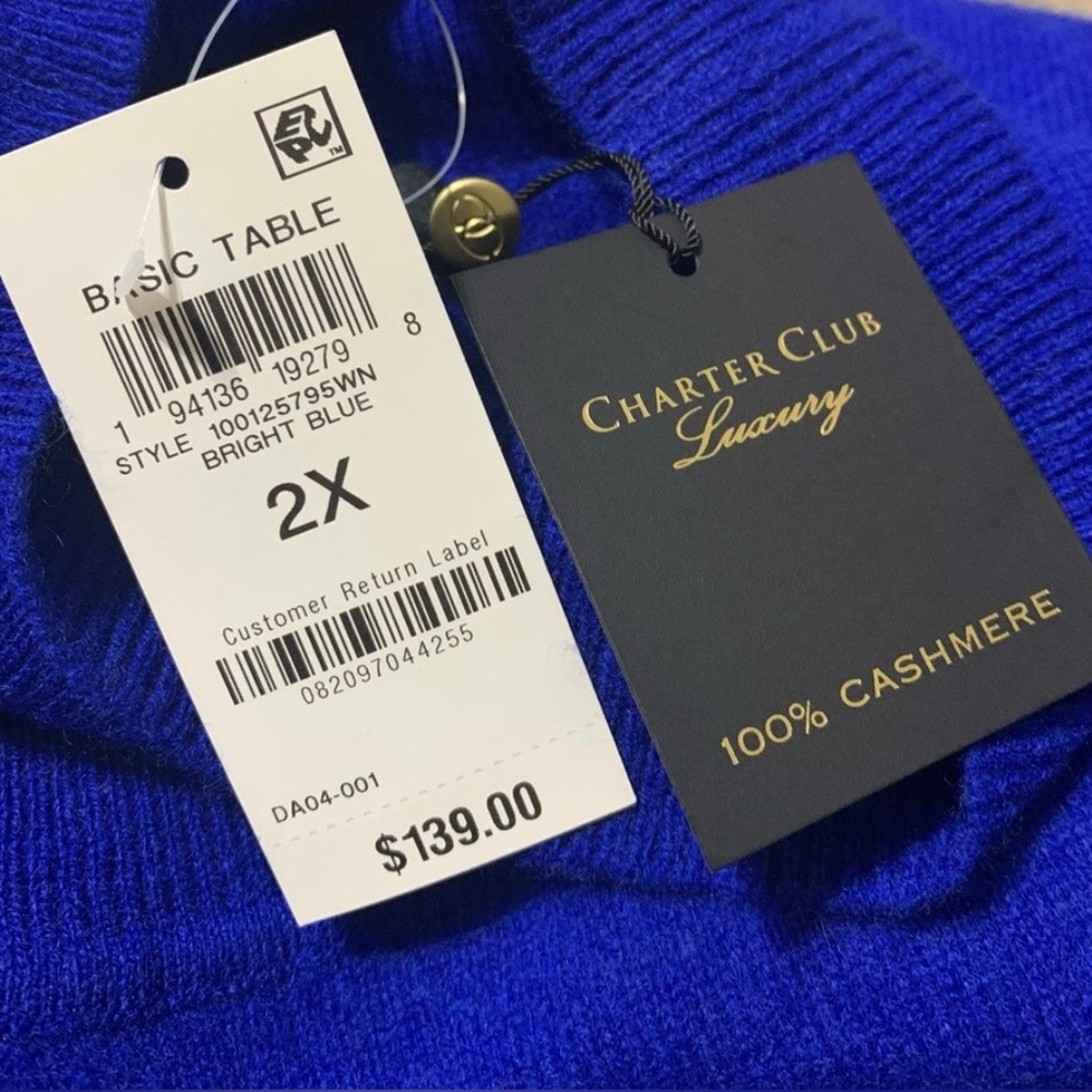 Charter Club Luxury Bright Blue Cashmere Sweater